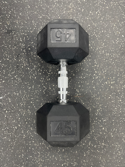 Vist Large View of Product Image Which is Used Rubber Hex Dumbbell (Each) 45 lb