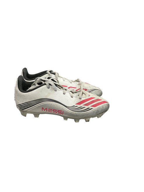 Vist Large View of Product Image Which is Used Adidas MESSI SZ 2 Soccer Cleats White/Black/Red Junior 02