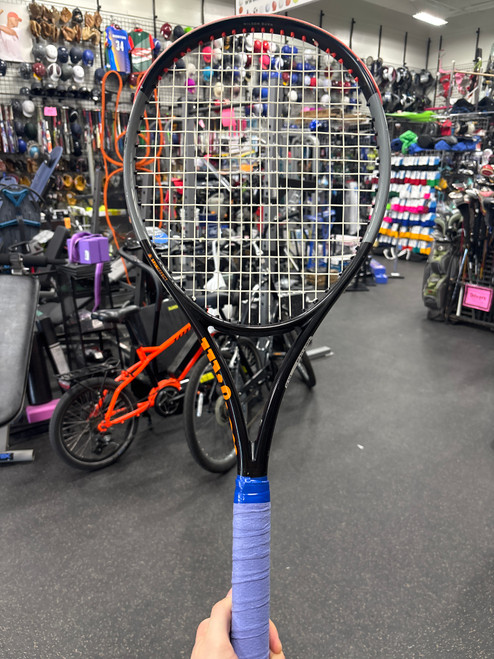 Vist Large View of Product Image Which is Used Wilson BURN 100LS Adult Tennis Racquet Black 4 1/4"