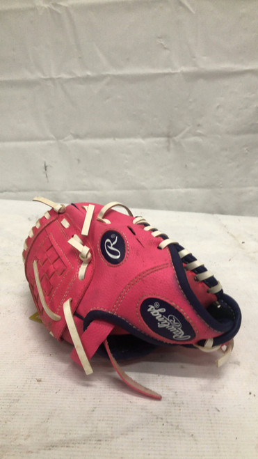 Vist Large View of Product Image Which is Used Rawlings PL90PPW BB/SB Glove T-ball Pink 9"