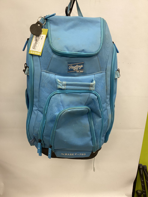Vist Large View of Product Image Which is Used Rawlings MARK OF A PRO BB/SB Player Backpack Carolina Blue