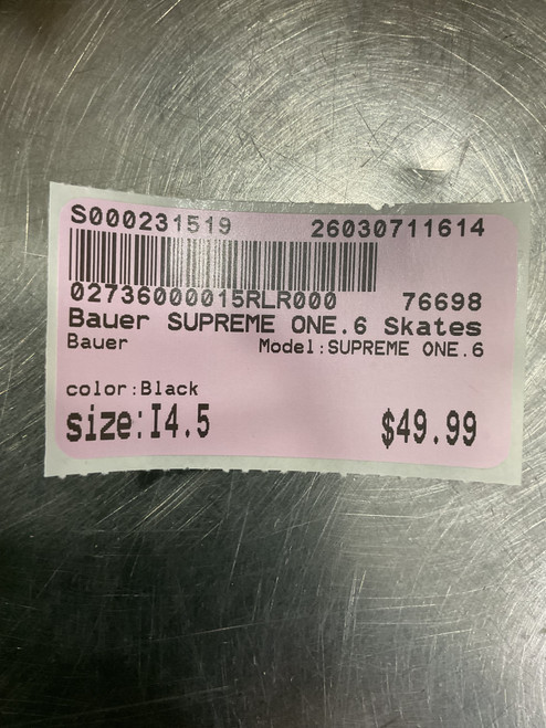 Vist Large View of Product Image Which is Used Bauer SUPREME ONE.6 Intermediate Hockey Skate Black Intermediate 4.5
