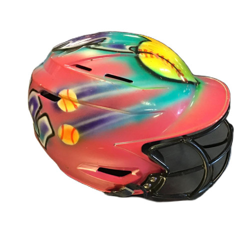Vist Large View of Product Image Which is Used Bombah BBH2SP-SR Batting Helmet w/Mask Pink One Size