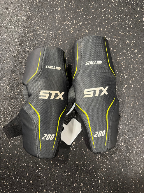 Vist Large View of Product Image Which is Used STX STALLION 200 Lacrosse Arm Pads/Guards Black SM