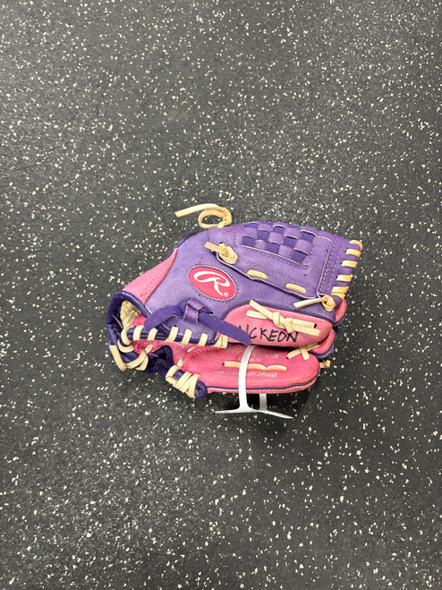 Vist Large View of Product Image Which is Used Rawlings HFP10PPUR BB/SB Glove RH Throw Purple 10"