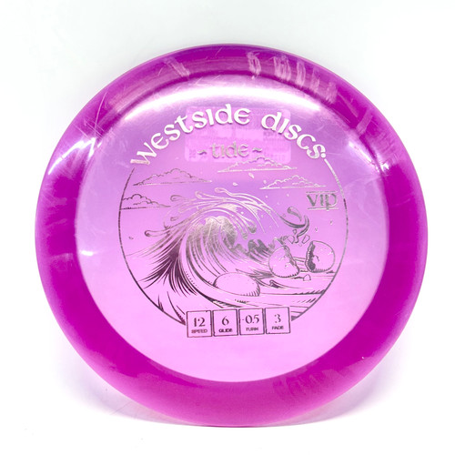 Vist Large View of Product Image Which is Used Westside VIP TIDE Disc Golf Driver Purple 173g