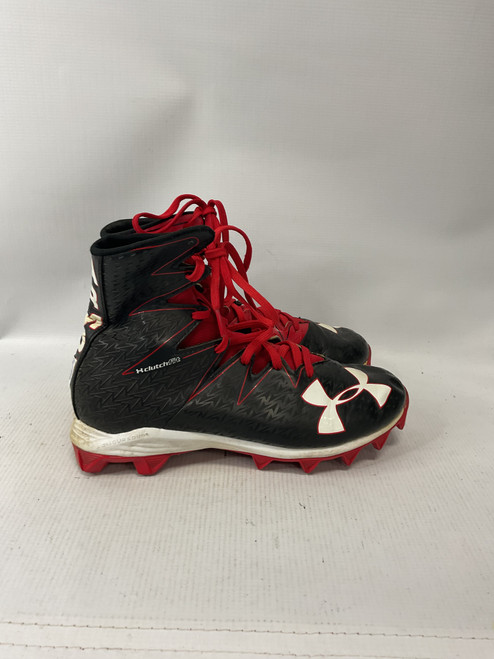 Vist Large View of Product Image Which is Used Under Armour Adult FB Cleats Black And Red Senior 7.5