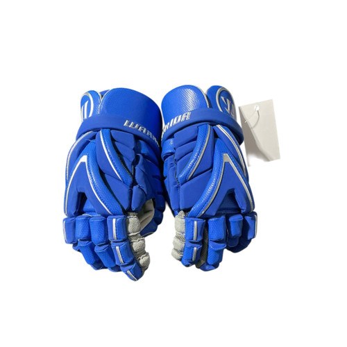 Vist Large View of Product Image Which is Used Warrior EVO Lacrosse Gloves Mens Royal Blue 12"