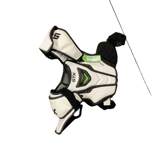 Vist Large View of Product Image Which is Used STX CELL IV Lacrosse Shoulder Pads White SM