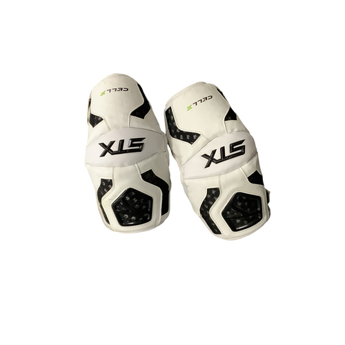 Vist Large View of Product Image Which is Used STX CELL IV Lacrosse Gloves Mens White LG