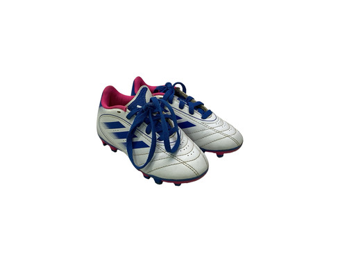Vist Large View of Product Image Which is Used Adidas Soccer Cleats White And Royal Blue Youth 09.0