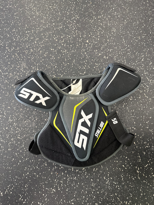 Vist Large View of Product Image Which is Used STX STALLION Lacrosse Shoulder Pads Black XS
