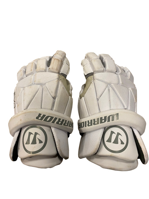 Vist Large View of Product Image Which is Used Warrior EVO LITE Lacrosse Gloves Mens White 12"
