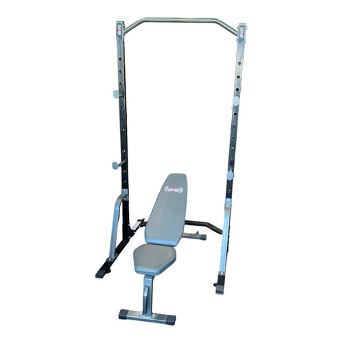 Vist Large View of Product Image Which is Used Body Champ BENCH W/ POWER RACK Olympic Bench
