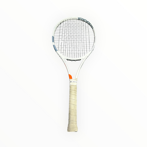 Vist Large View of Product Image Which is Used Babolat PURE STRIKE Adult Tennis Racquet White 4 1/8"