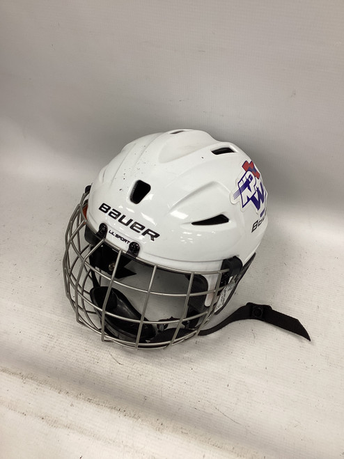 Vist Large View of Product Image Which is Used Bauer LIL SPORT Helmet Cage Combo White One Size