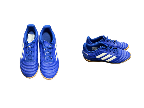 Vist Large View of Product Image Which is Used Adidas COPA Soccer Indoor Shoes Navy Blue And Silver Junior 02.5