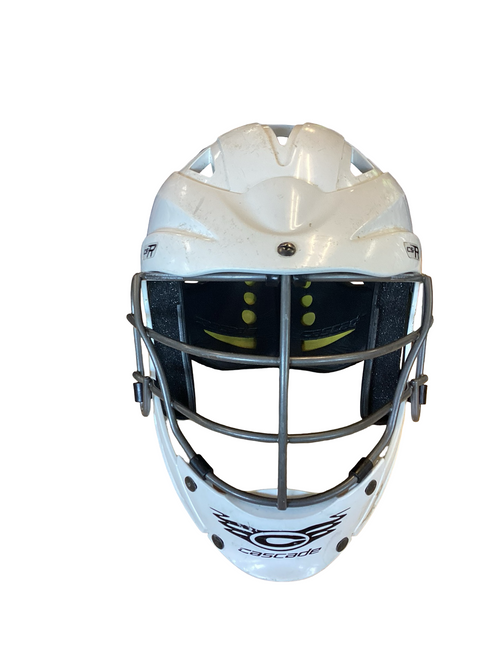 Vist Large View of Product Image Which is Used Cascade CS R Lacrosse Helmet White LG