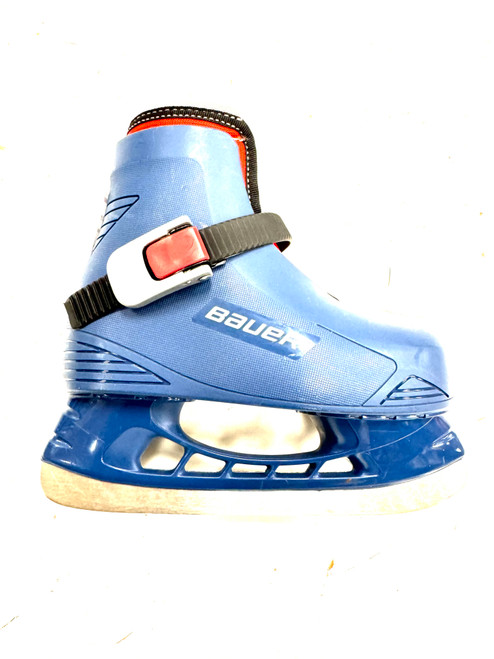 Vist Large View of Product Image Which is Used Bauer LIL CHAMP 8/9 Boys Softboot Skate Navy Blue Adjustable