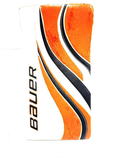 Vist Large View of Product Image Which is Used Bauer R 4 X Senior Goalie Blocker Orange