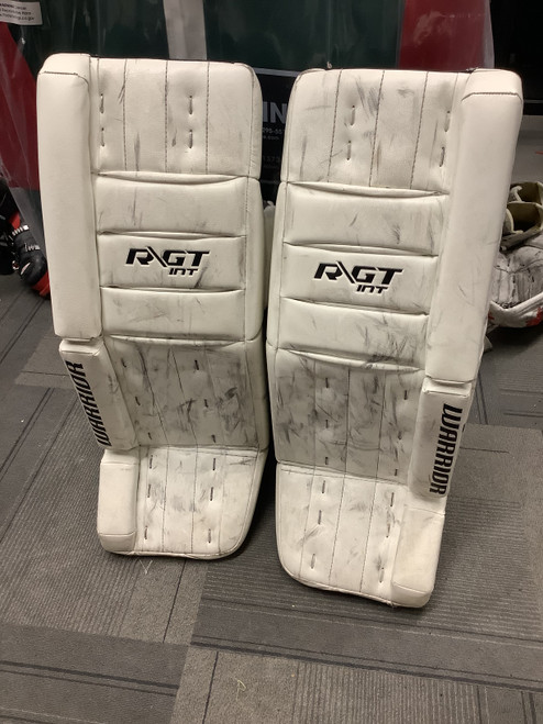 Vist Large View of Product Image Which is Used Warrior RITUAL GT Goalie Leg Pads Inter White 30"