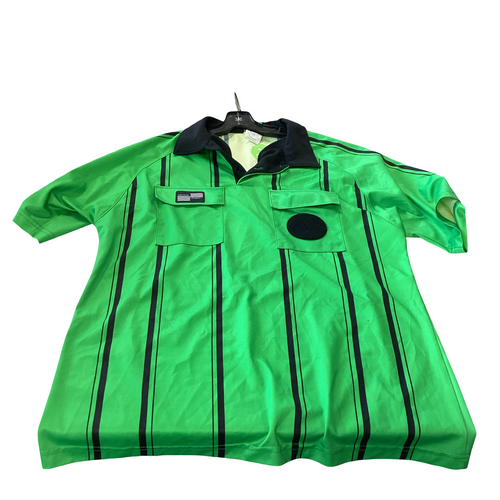 Vist Large View of Product Image Which is Used Official Sports REF SOCCER SHIRT Soccer Top Adt Green LG