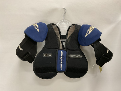 Vist Large View of Product Image Which is Used Brine SP FOUR Lacrosse Shoulder Pads Navy Blue LG