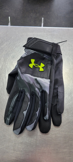 Vist Large View of Product Image Which is Used Under Armour BB/SB Batting Gloves Black LG