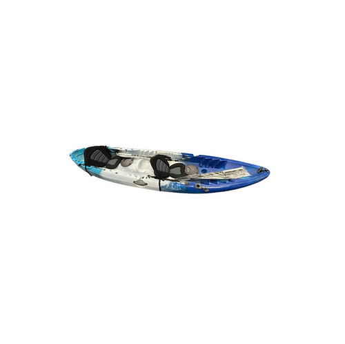 Vist Large View of Product Image Which is Includes 2 full size kayak paddles and 2 deluxe padded seats.
Designed for adventure and built for versatility, this 12 foot tandem kayak is perfect for couples, friends or families looking to enjoy the water together. With spacious seating for two and the ability to accommodate a third rider in the center, it's ideal for brining along a child, friend or even a pet!

 

Upgrade to aluminum frame chairs for en extra $50 each.