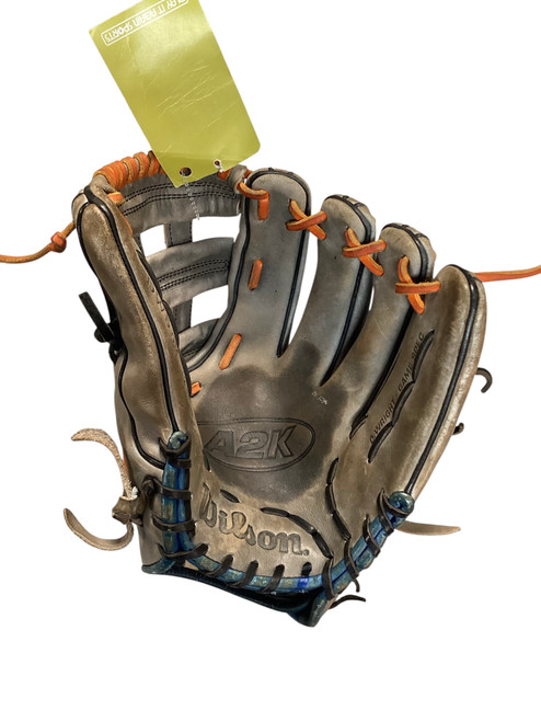 Vist Large View of Product Image Which is Used Wilson A2K 12 BB/SB Glove RH Throw Grey 12"