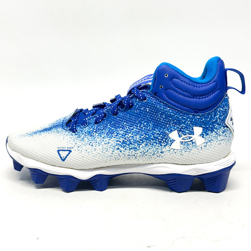 Vist Large View of Product Image Which is Used Under Armour LOCKED DOWN Adult FB Cleats White And Royal Blue Senior 4.5