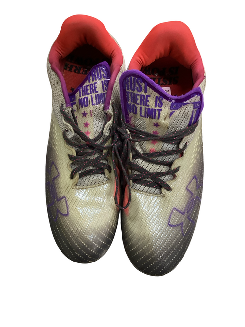 Vist Large View of Product Image Which is Used Under Armour THERE IS NO LIMIT Adult FB Cleats Grey Senior 10