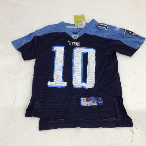 Vist Large View of Product Image Which is Used Reebok YOUNG 10 YTH SM JERSEY FB Top Youth Navy Blue SM