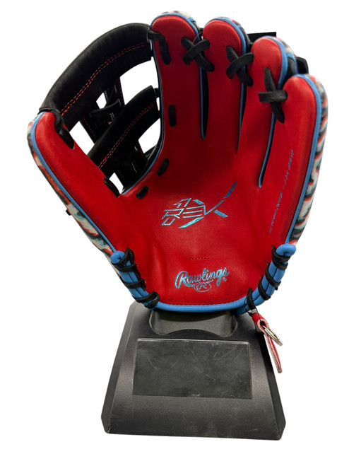 Vist Large View of Product Image Which is Used Rawlings REV1X REV204-325B BB/SB Glove RH Throw Black And Red 11 1/2"