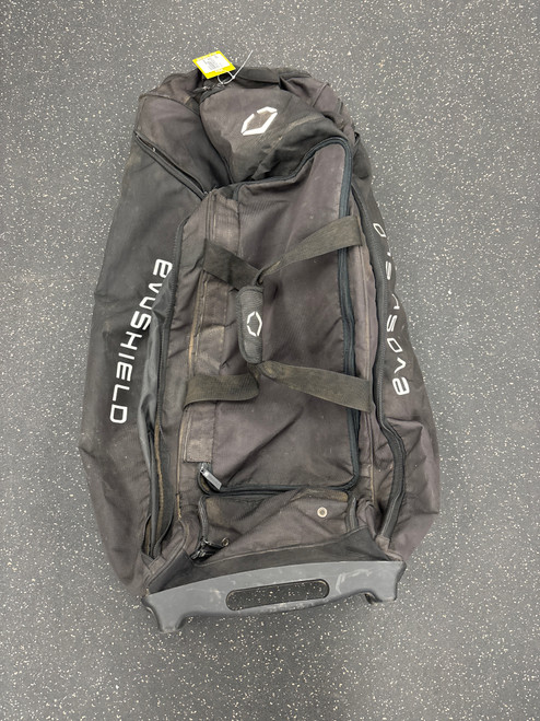 Vist Large View of Product Image Which is Used Evoshield WHEELED BAG BROKEN ZIPPERS BB/SB Player Wheeled Bag Black