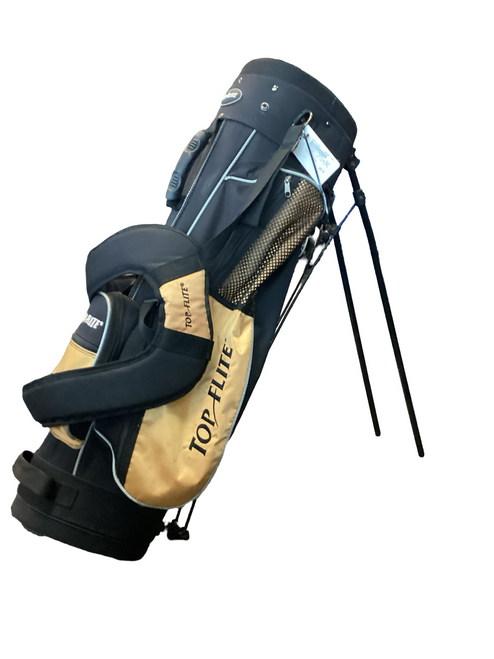 Vist Large View of Product Image Which is Used Top Flite 4 WAY STAND BAG Mens Stand Bag Black And Gold