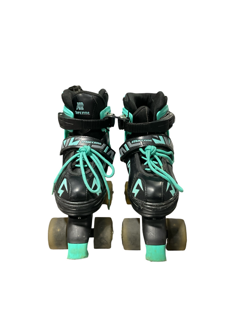 Vist Large View of Product Image Which is Used MARCENT Junior Roller Quad Skates Royal Blue Adjustable