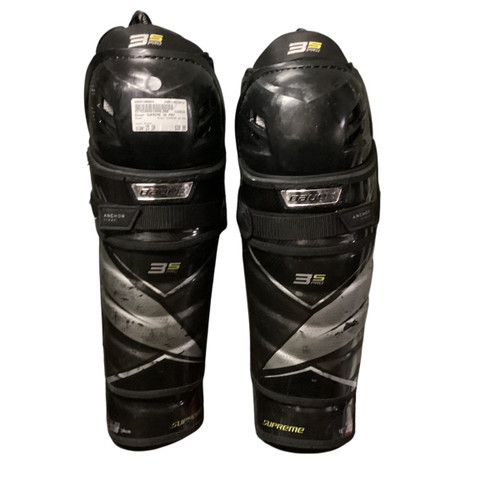 Vist Large View of Product Image Which is Used Bauer SUPREME 3S PRO Senior Shin Guards Black 15"