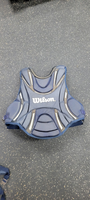 Vist Large View of Product Image Which is Used Wilson 16.5 Catchers Chest Protector Navy Blue Intermed