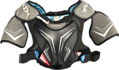Vist Large View of Product Image Which is Used Maverik CHARGER EKG SHOULDER PAD Lacrosse Shoulder Pads Black MD