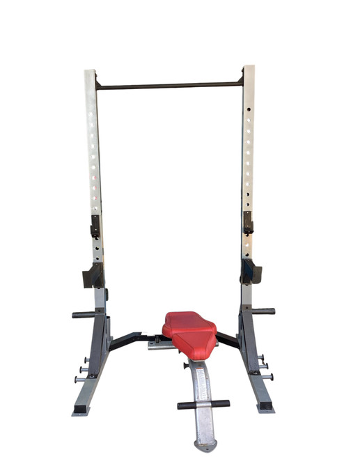 Vist Large View of Product Image Which is Used Cap DELUXE POWER RACK W BENCH Smith Machine
