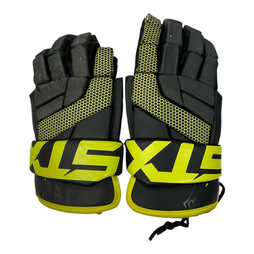 Vist Large View of Product Image Which is Used STX STALLION 100 Lacrosse Gloves Mens Black 12"