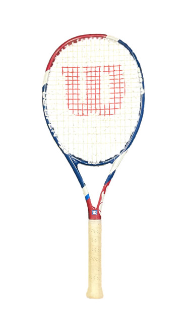 Vist Large View of Product Image Which is Used, Wilson, US OPEN, Adult, Tennis Racquet, Navy Blue, 4 1/4"