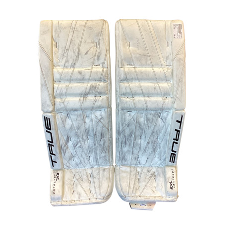 Vist Large View of Product Image Which is Used True CATALYST 7X3 Goalie Leg Pads Inter White 30"