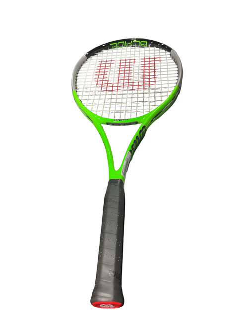 Vist Large View of Product Image Which is Used Wilson BLADE FEEL RACQUET Adult Tennis Racquet Green 4 3/8"
