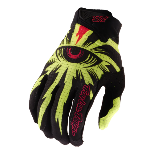 Vist Large View of Product Image Which is New Troy Lee Designs Air Mountain Bike Gloves Cyclops Black/Flo Yellow- LG