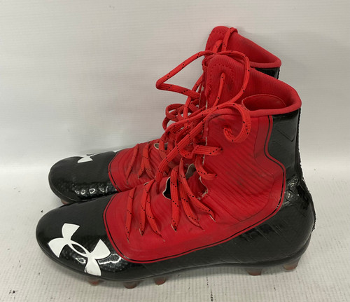 Vist Large View of Product Image Which is Used Under Armour Adult FB Cleats Red And Black Senior 7