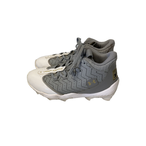 Vist Large View of Product Image Which is Used Under Armour BRYCE HARPER 3/4 TOP MOLDED BB/SB Cleats Grey Junior 04.5