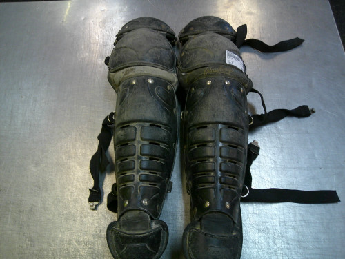 Vist Large View of Product Image Which is Used Rawlings 76DC Catchers Leg Guards Black Junior