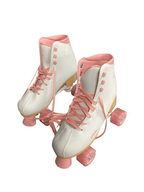 Vist Large View of Product Image Which is Used RollerDerby PIXIE Senior Roller Quad Skates White Adjustable